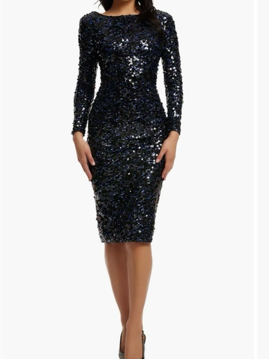 Dress the Population Dresses & Skirts - NEW Dress the Population Emery Long Sleeve Sequin Dress navy SZ L #D6706